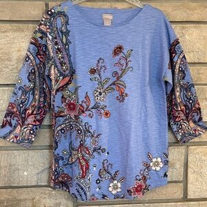 Chico's Multicolor Floral Paisley Top